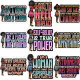Bundle 9 Afro Lola Strong Lady We can Do It Woman Power Flexing Arms Believe in Yourself Quotes .SVG Cutting Files For Silhouette and Cricut and More!