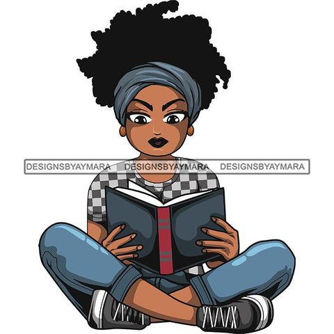 Afro Lola Reading Education Smart Woman .SVG Cutting Files For Silhouette Cricut and More!