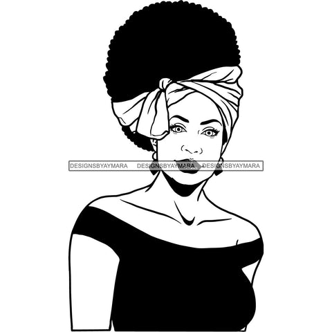Afro Woman SVG Turban Head Wrap Cutting Files For Silhouette Cricut and More