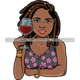 Afro Lola Drinking Wine Life Relax Chilling.SVG Cutting Files For Silhouette and Cricut and More! Unique Graphics!