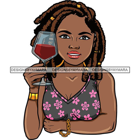Afro Lola Drinking Wine Life Relax Chilling.SVG Cutting Files For Silhouette and Cricut and More! Unique Graphics!