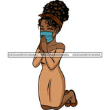 Black Woman Praying God Quotes Face Mask Begging Prayers Save Life Mujer Orando a Dios SVG Vector Clipart Cutting Files