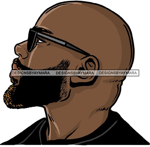 Attractive Black Man Bearded Hipster Model Fashion Male Guy Hombre Masculino Guapo Stylish Close-up Sexy Macho Manly SVG Files For Cutting