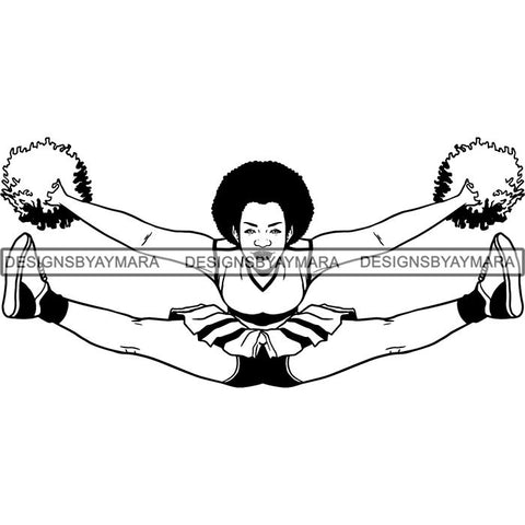 Afro Cheerleader Woman SVG Cutting Files For Silhouette Cricut and More