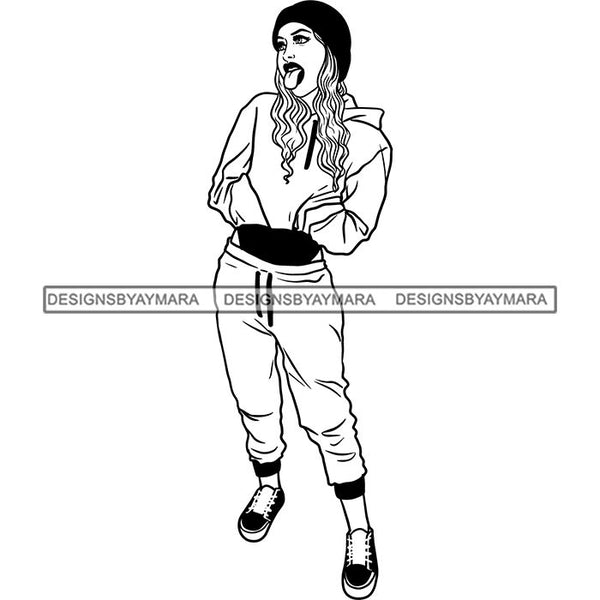 Fashion Woman Model Posing Summer Outfit Vogue Goddess Glamour Trendy Clothing Vector SVG Cutting Files