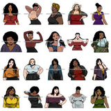 Bundle 20 Attractive BBW Nubian Melanin Popping Beautiful African American Big Woman SVG Cutting Files