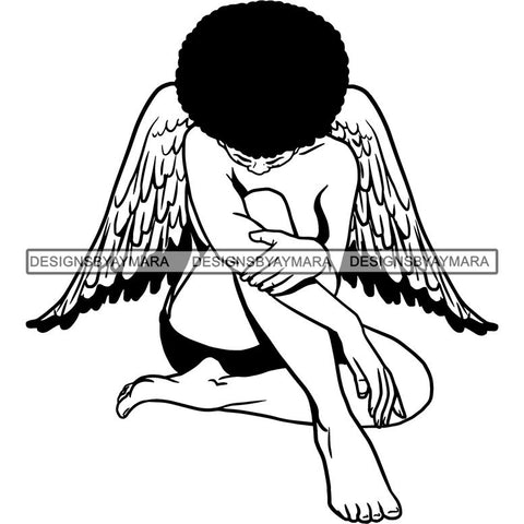 Afro Angel Black Woman SVG Cutting Files For Silhouette Cricut and More