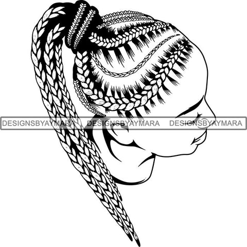 Afro Woman Braids Dreads Dreadlocks Hairstyle SVG Cut Files For Silhouette and Cricut