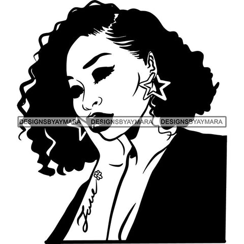 Ebony Afro Woman Nubian Melanin Brown Skin Makeup Model Glasses Accesories SVG Cut Files