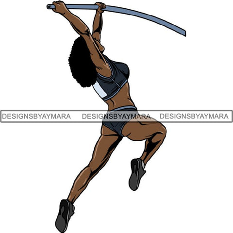 Afro Black Woman Runner Sprinting Athletic Sport .PNG Print File Not For Cutting