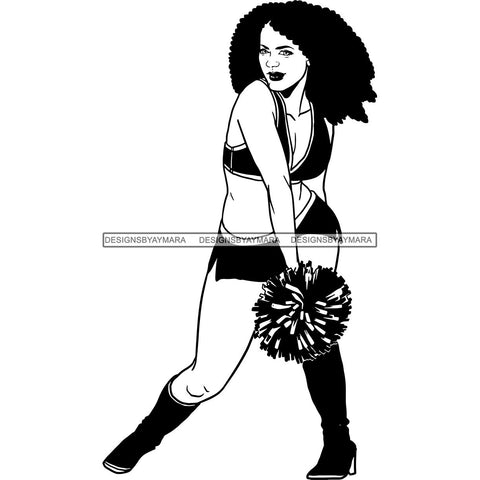 Afro Cheerleader Woman SVG Cutting Files For Silhouette Cricut and More