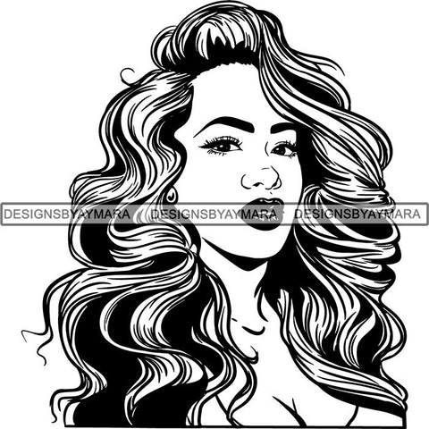Beautiful Afro Woman Unique Designs In Black and White SVG Cutting Files For Silhouette Cricut and More