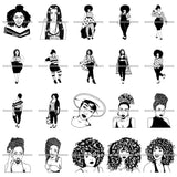 Bundle 20 Afro Lady Black Goddess Melanin Dark Latina Morena SVG Files For Cutting and More!