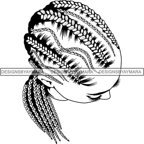 Afro Woman Braids Dreads Dreadlocks Hairstyle SVG Cut Files For Silhouette and Cricut