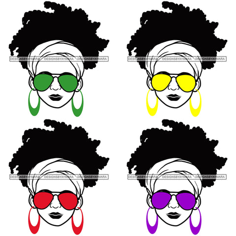 Bundle 4 Afro Lola Boss Lady Dope Diva Glamour Wearing Glasses Accesories .SVG Cut Files