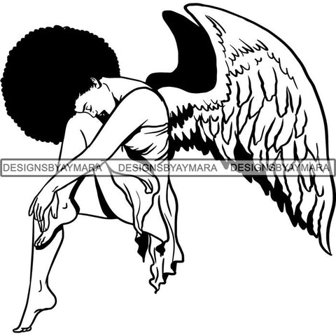 Afro Angel Black Woman SVG Cutting Files For Silhouette Cricut and More