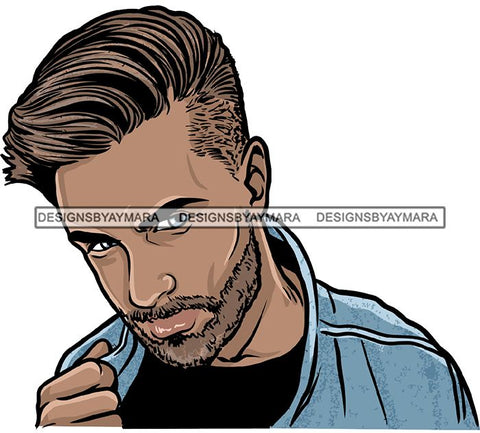 Attractive Caucasian White Man Bearded Hipster Model Fashion Male Guy Hombre Masculino Guapo Stylish Close-up Sexy Macho Manly SVG Files For Cutting