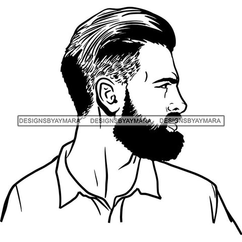 Attractive Man Bearded Hipster Model Fashion Male Guy Stylish Mustache Close-up Sexy Macho Manly SVG Files For Cutting