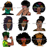 Bundle 9 Afro Boss Lady Dope Diva Glamour Hot Sellers Designs .SVG Cutting Files