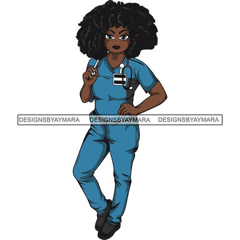 Afro Lola Nurse Medical Occupation SVG Cutting Files For Cricut Silhouette and More