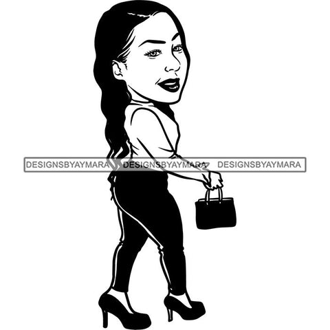 Fashion Woman Model Posing Summer Outfit Vogue Goddess Glamour Trendy Clothing Vector SVG Cutting Files