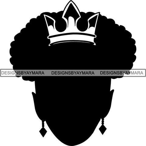 Black Afro Queen Silhouette Style SVG Cut Files