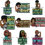 Bundle 9 Afro Lola Strong Lady We can Do It Woman Power Flexing Arms Believe in Yourself Quotes .SVG Cutting Files For Silhouette and Cricut and More!