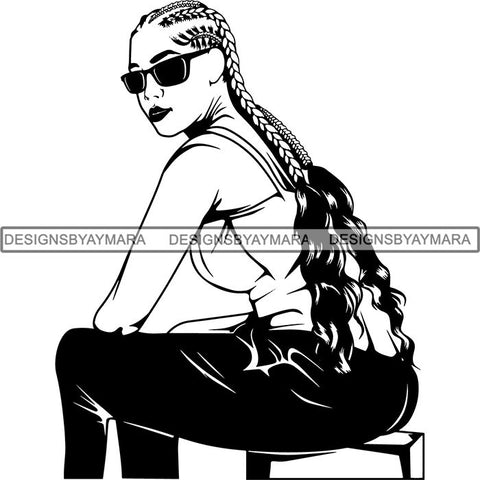 Afro Woman Braids Dreads Dreadlocks Hairstyle SVG Cut Files For Silhouette and Cricut