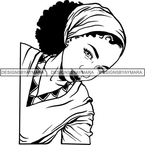 Afro Woman SVG Turban Head Wrap Cutting Files For Silhouette Cricut and More