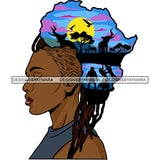 Safari Goddess Africa Continent African American Woman Savanna Animals Hair SVG Cutting Files.