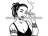 Woman Smoking Pot Deadlock Braids Hairstyle Rasta Queen Blunt Weed Cannabis 420 Marijuana Stoner High Life .SVG Cut File For Silhouette and Cricut