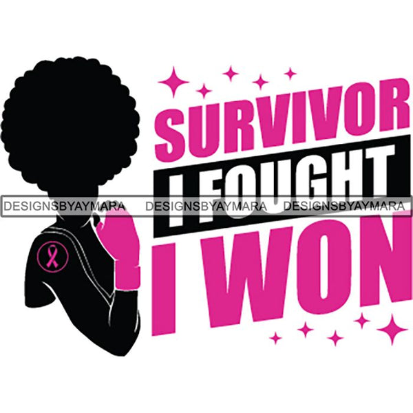 Strong Afro Woman SVG Cancer Survivor Cutting Files For Silhouette Cricut and More