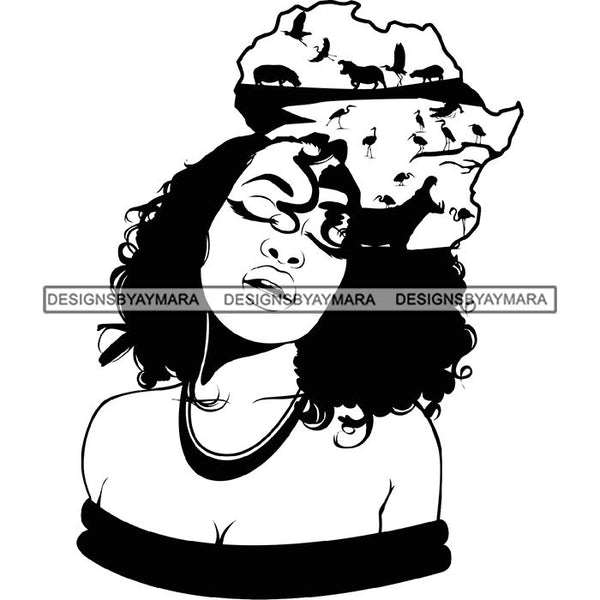 African American Woman Goddess Safari Savanna Africa Continent SVG Files For Cutting and More!