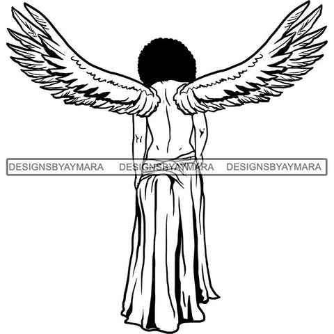 Afro Angel Black Woman SVG Cutting Files For Silhouette Cricut and More