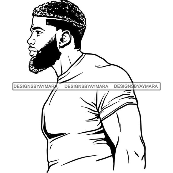 Attractive Man Bearded Hipster Model Fashion Male Guy Stylish Mustache Close-up Sexy Macho Manly SVG Files For Cutting