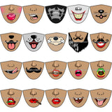 Bundle 20 Funny Half Face Cute Designs For Mask Virus Protection SVG Cutting Files
