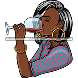 Afro Lola Drinking Wine Life Relax Chilling SVG Cutting Files For Silhouette Cricut and More! Amazing Graphics!