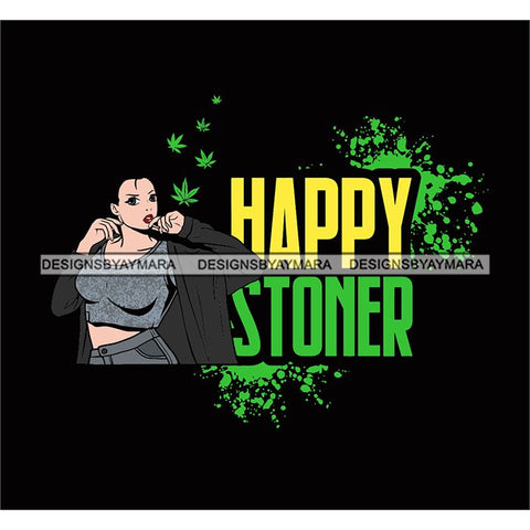 Ganja Narcotic Joint Blunt Weed Leaf Hydroponics Cannabis Woman Smoking Grass Marijuana SVG Cut Files