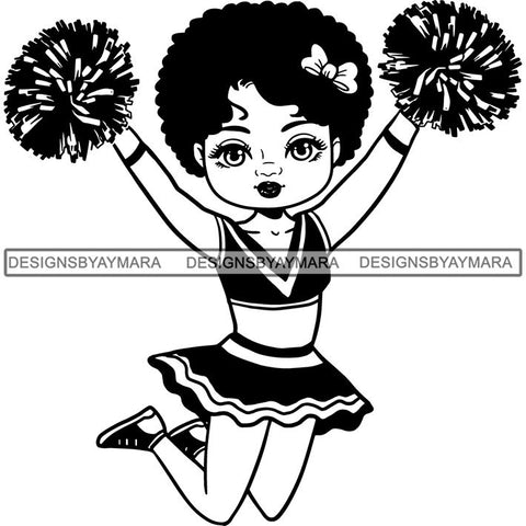 Afro Cheerleader Woman SVG Cutting Files For Silhouette Cricut and More