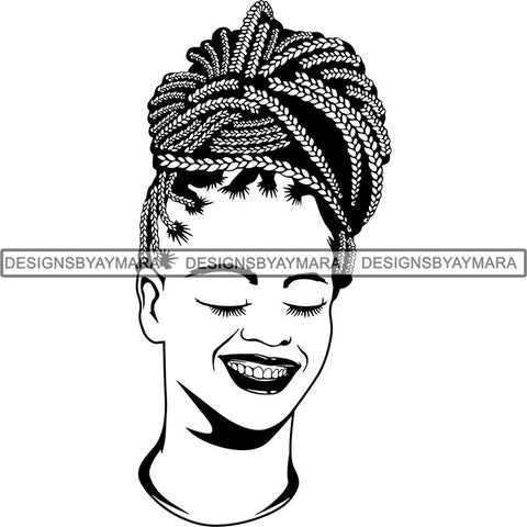 Afro Woman Braids Dreads Dreadlocks Hairstyle SVG Cut Files For Silhouette and Cricut