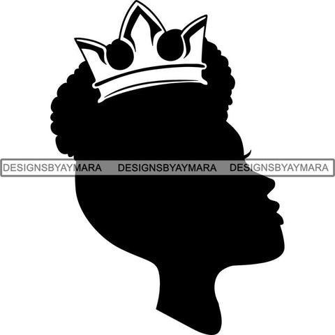 Black Afro Queen Silhouette Style SVG Cut Files