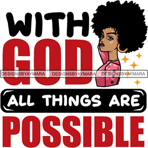 Afro Melanin Popping Lola Kinky Hair God Quotes SVG Cutting Files For Silhouette Cricut and More