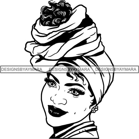 Afro Woman SVG Turban Head Wrap Cutting Files For Silhouette Cricut and More