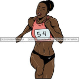 Afro Black Woman Runner Sprinting Athletic Sport .PNG Print File Not For Cutting