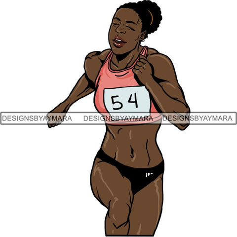 Afro Black Woman Runner Sprinting Athletic Sport .PNG Print File Not For Cutting