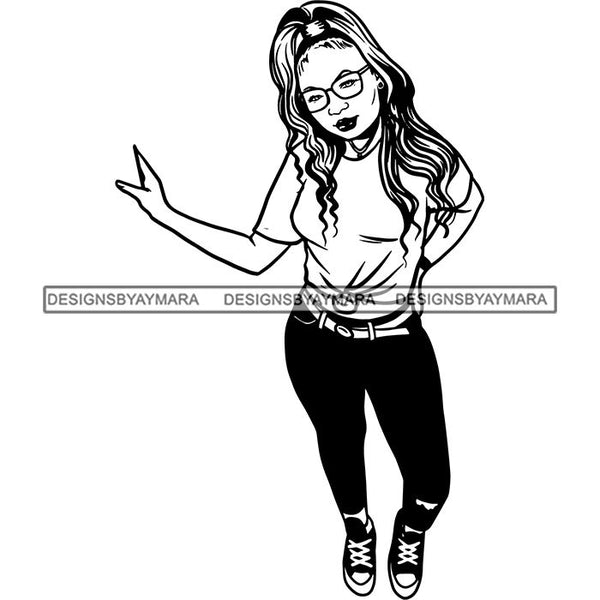 Fashion Woman Model Posing Summer Outfit Vogue Goddess Glamour Trendy Clothing Vector SVG Cutting Files