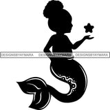 Afro Cute Baby Girl Mermaid Fantasy .SVG Cut Files For Silhouette Cricut and More