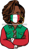 Afro Lola Wearing Face Mask Flags Italy Country Proud Roots Virus SVG Cutting Files For Silhouette Cricut and More!