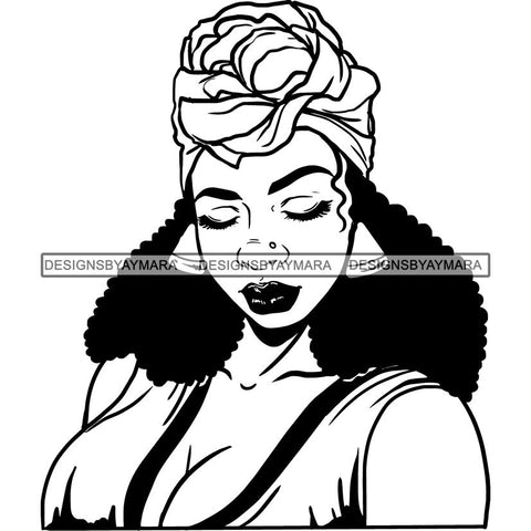 Afro Woman SVG Turban Head Wrap Cutting Files For Silhouette Cricut and More