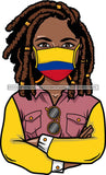 Afro Lola Wearing Face Mask Flags Colombia Country Proud Roots Virus SVG Cutting Files For Silhouette Cricut and More!